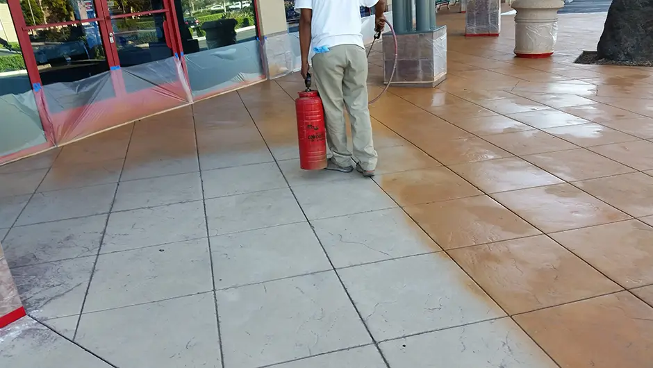 Commercial Concrete Tiles Staining near Los Angeles, CA